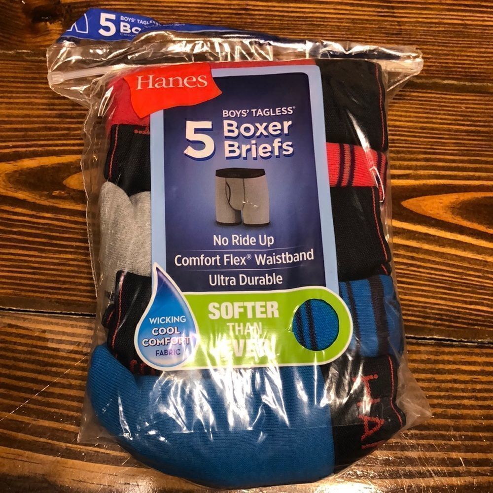 NWT Hanes 5 pair Boys tagless  Boxer Briefs XL
